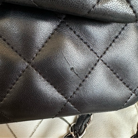 CHANEL Classic Double Flap Handbag Quilted Lambskin Jumbo - Black / Silver - Picture 3 of 11